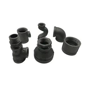 1/2" 3/4" 1" black grey malleable cast iron pipe fittings for pipe furniture
