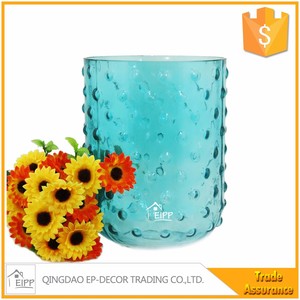 Océan Style Cylindre de Grande Taille Relief Bleu En Verre <span class=keywords><strong>Photophore</strong></span> - Product Image 4