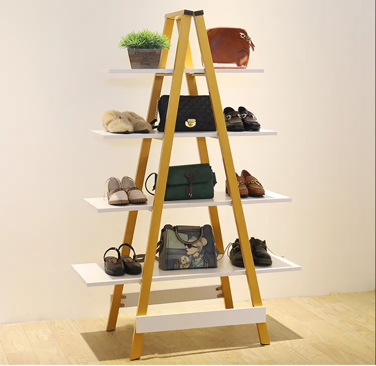 Flooring shelf display rack stand for shoes and purse