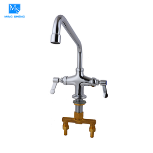 Material de latón económico montaje vertical caliente <span class=keywords><strong>y</strong></span> frío de flujo de agua fregadero de cocina grifo con el cuello largo - Product Image 2
