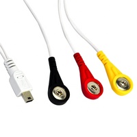 Cable ECG Personalizado de 3 Cables con Botón de Presión y Conector Mini USB
