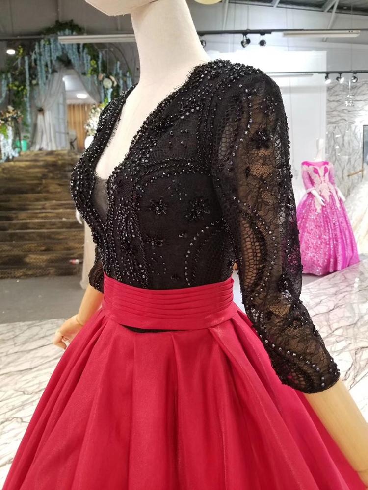 Vintage Plus Size Fashion Satin Ball Dresses Red Black Wedding Gown