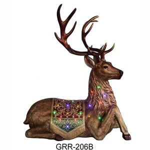 Maßgefertigte Weihnachtsdekoration Weihnachtsmann-Schlitten Rentier-Figur, Weihnachten Multi-LEDs Lebensgroße Harz-Tiere für Werbegeschenke - Product Image 3