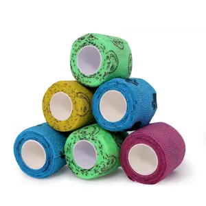 Cohesive Bandage Nonwoven Multi Color Print Self Adhesive Bandage For Veterinary Apply For Horse Dog Cat Animals