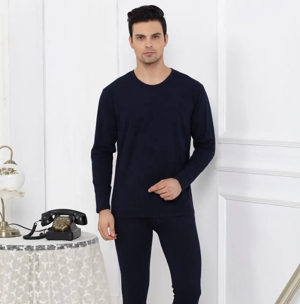 Custom Mens Cotton Long Johns High Quality Heated Thermal Underwear Set For Winter