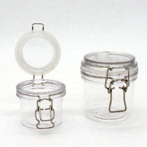 Frasco hermético de plástico con clip para cosméticos, 40ml, 60ml, 80ml, 120ml, pet kilner, con cuchara de junta - Product Image 1
