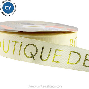 Venta al por mayor logotipo personalizado 1 1/2 pulgadas 38mm crema color de hoja de oro tejer grogrén (ligamento tafetán cinta - Product Image 5