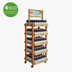 Alta calidad placa de madera estante de exhibición con ruedas para beber promoción - Product Image 1