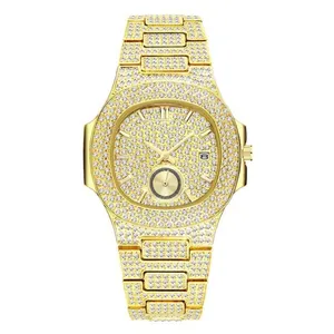 Blues Rts 6 Kleuren Beschikbaar Nieuwe Trending 18K Gouden Horloge Mannen Chronograaf Waterdicht Grote Wijzerplaat Vol Diamanten Polshorloge