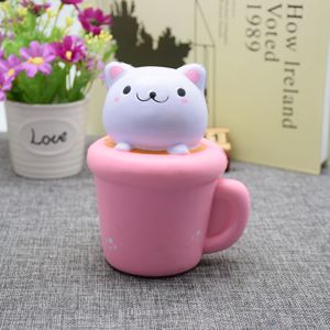 <span class=keywords><strong>Kawaii</strong></span> soft 14 cm PU stress relieve slow cat mug set toy for girls - Product Image 2