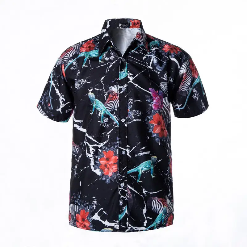 Korte Mouw Flanel Gedrukt Bangkok Hawaiian Shirts Groothandel