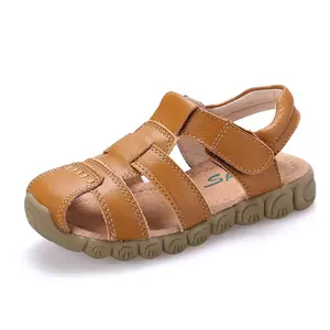 L1014 ITEC工厂批发简约设计高品质儿童真皮封闭式脚趾凉鞋