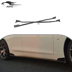 For Infiniti Q50 Sedan 14-20 Carbon Fiber Side Skirts Door Rocker Panels Extension Lip