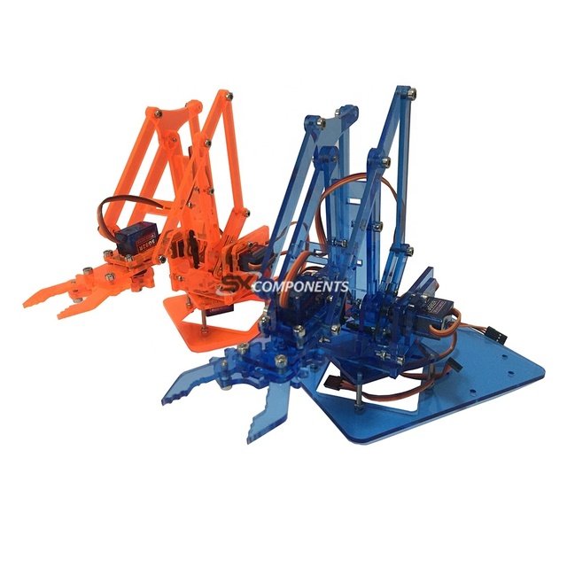 DIY Mini Colorful Industrial Robot Arm Rotating Mechanical Acrylic Pocket Robotic Arm