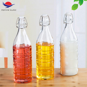 Suave transparente beber botella <span class=keywords><strong>de</strong></span> agua <span class=keywords><strong>de</strong></span> <span class=keywords><strong>vidrio</strong></span> con clip tapa/estilo especial hermético 1000 ml oscilación superior - Product Image 2