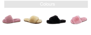 Mujeres cómodas de invierno cálido punta abierta negro sandalias esponjosas forro de piel de oveja Scuff dormitorio zapatillas s - Product Image 6