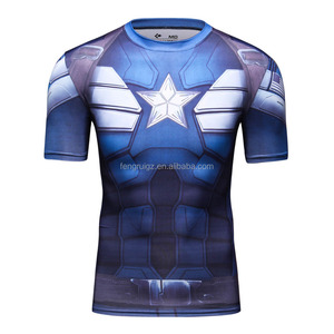 Guangzhou ropa vengadores de Marvel superhéroe Capitán América T <span class=keywords><strong>camisa</strong></span> 3D cuerpo impresión <span class=keywords><strong>camisa</strong></span> para Hombre Ropa de gimnasio - Product Image 1