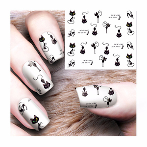 Nueva moda encantadora de transferencia de agua 3D gris lindo gato uñas adhesivo de papel de aluminio - Product Image 5