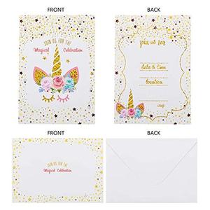 Paillettes Licorne <span class=keywords><strong>Carte</strong></span> 24 Pièces Kit avec Enveloppes, <span class=keywords><strong>Arc</strong></span>-<span class=keywords><strong>En</strong></span>-<span class=keywords><strong>Ciel</strong></span> Licorne Joyeux <span class=keywords><strong>Anniversaire</strong></span> <span class=keywords><strong>Carte</strong></span> D'invitation De Fête - Product Image 4