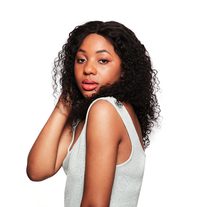 22 pulgadas de cabello humano bohemio Jerry Curl gente negra media cabeza pelucas con cierre - Product Image 3