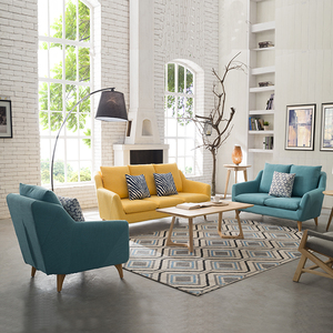Vente chaude style européen confortable meubles de maison jaune et bleu 1 + 2 + 3 canapé tissu canapé fixe - Product Image 1