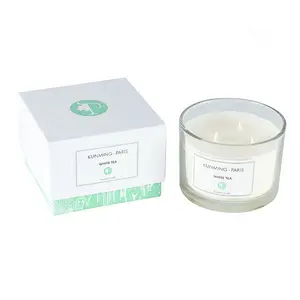 Custom Wholesale Natural 3 Wick Scented Soy Wax In Glass Jar Candle