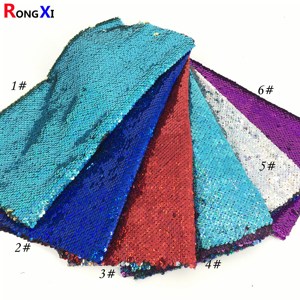 Prix compétitif RXF0751 5MM tissu à paillettes réversible multicolore 100% polyester maille paillettes dentelle française tissu de broderie - Product Image 1