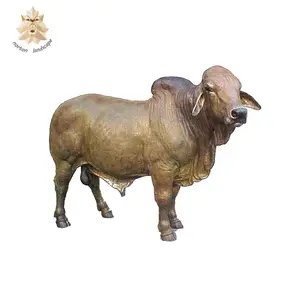 Наружное садовое квадратное украшение, металлическая латунная скульптура животного, натуральные бронзовые статуи быка на продажу