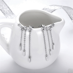 Qings Long <strong>Earrings</strong> 925 Sterling <strong>Silver</strong> Zircon <strong>Chain</strong> <strong>Earrings</strong> With High Quality - Product Image 2