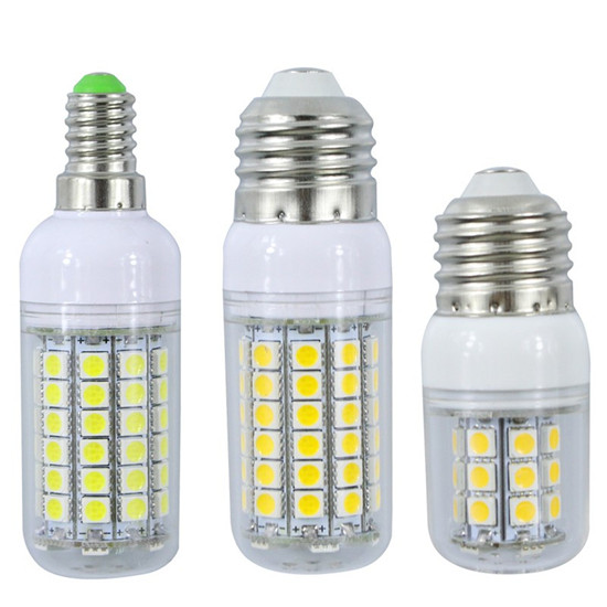 Smd 5050 e27 ضوء الذرة led لمبة 10w أبيض دافئ الصابورة المدمجة أدى ضوء الذرة 12v 230v 110v