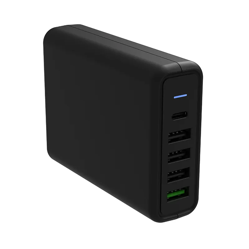 Smart 5 port 75W Fast Charger Station 60W Type-C PD Quick Charge 3.0 Travel Charger Adapter With 3 USB Port