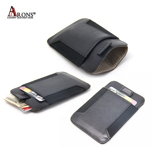 RFID de cuero para hombre de cuero genuino negro caso de tarjeta de regalos de cabra piel de <span class=keywords><strong>oveja</strong></span> slim tarjeta titular cartera - Product Image 1