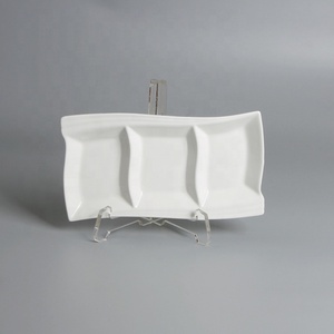 <span class=keywords><strong>Restaurante</strong></span> de blanco, rectangular, <span class=keywords><strong>tapas</strong></span> de cerámica 3 compartimiento placa - Product Image 2