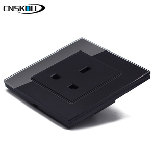 CNSKOU BS Standard 13A Black Tempered Crystal Glass Panel <strong>Single</strong> Wall <strong>Socket</strong> - Product Image 2