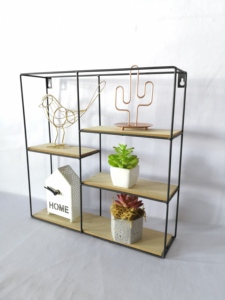 Étagère <span class=keywords><strong>murale</strong></span> en <span class=keywords><strong>bois</strong></span>, rectangulaire, en métal, pour salon, 1x5 treillis - Product Image 4