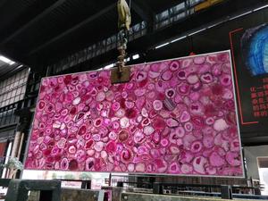 Dalle d'intérieur en gros pour la décoration intérieure Plaques d'agate rose rouge mur naturel fleur translucide dalle d'agate - Product Image 5