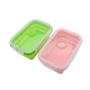 <span class=keywords><strong>Barato</strong></span> elegante compartimento único de silicona plegable caja de almuerzo con tapa y cuchara - Product Image 1
