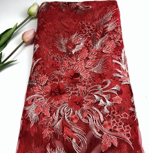 Bán Hàng Nóng Thân Thiện Với Môi Tofine 100% Polyester 3D Ren Đính Thêu Pháp Màu Hồng Phi Vải Ren - Product Image 3