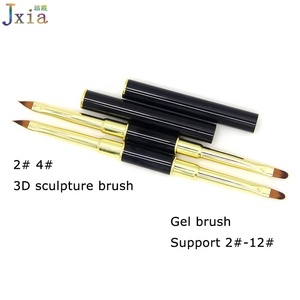 Hot Dual End Zwart En Glod 2 # 3D Acryl Sculptuur Gel Schilderen Manicure <span class=keywords><strong>Nail</strong></span> Art Penselen Met Caps - Product Image 4