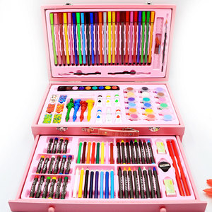 130 pièces de fournitures artistiques, ensemble de <span class=keywords><strong>peinture</strong></span> et de dessin pour enfants, ensemble de pinceaux et de papeterie pour enfants - Product Image 1