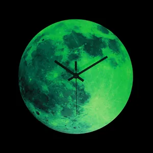 Reloj de pared luminoso con Luna de 30CM, decoración para el hogar, sala de estar y dormitorio, de madera MDF