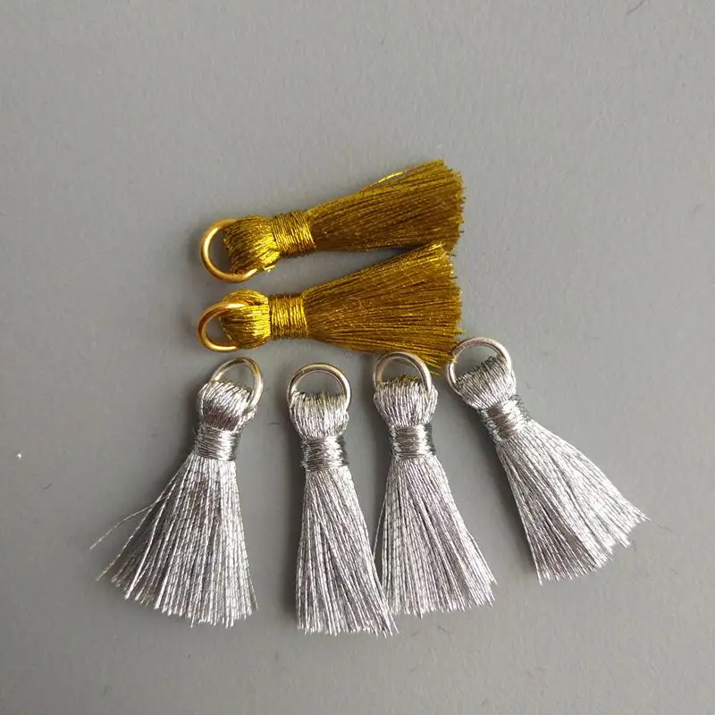NANA handmade shining gold mini 2cm metallic wite tassel for jewelry