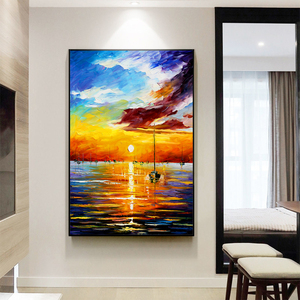 Puro fatto a mano wall art famoso tramonto seascape coltello pittura su tela - Product Image 4