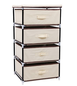 4-Drawer Storage Chest Shelf Unit Storage Cabinet Multi-Bin Organizer with Removable Non-Woven Fabric Bins