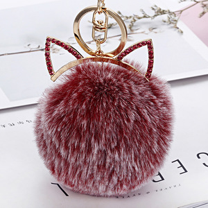 Portachiavi all'ingrosso della fabbrica della palla di pelliccia sintetica del coniglio Pom Pom portachiavi del gatto pompon portachiavi per accessori del telefono <span class=keywords><strong>cellulare</strong></span> - Product Image 3
