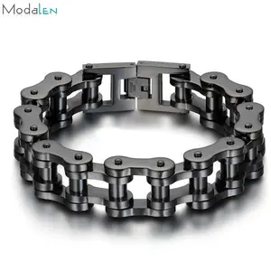 Pulsera de acero inoxidable negra para hombre, cadena de motorista, joyería, precio de fábrica, venta al por mayor