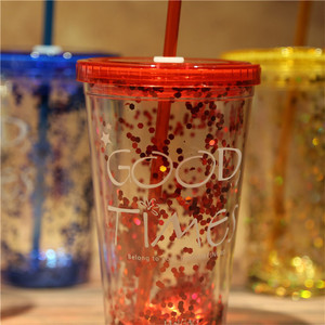 Multi Color 16 oz Glam plata doble pared del vaso con paja - Product Image 6