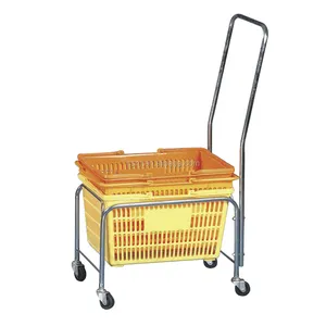 RH-SBH05 480*320*870mm basket holder trolley customized Shopping Basket trolley Holder with handle