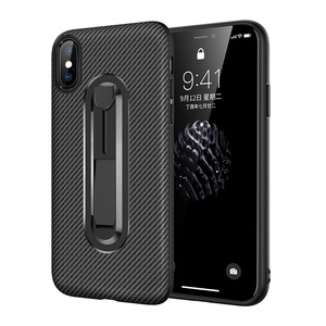 Terne protection corporelle béquille de fiber de Carbone de conception tpu coque De téléphone Portable étui pour iphone X/XS - Product Image 1