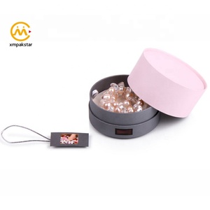 Customized logo small cardboard paper round ring bead stringing bracelet jewelry gift boxes with logo